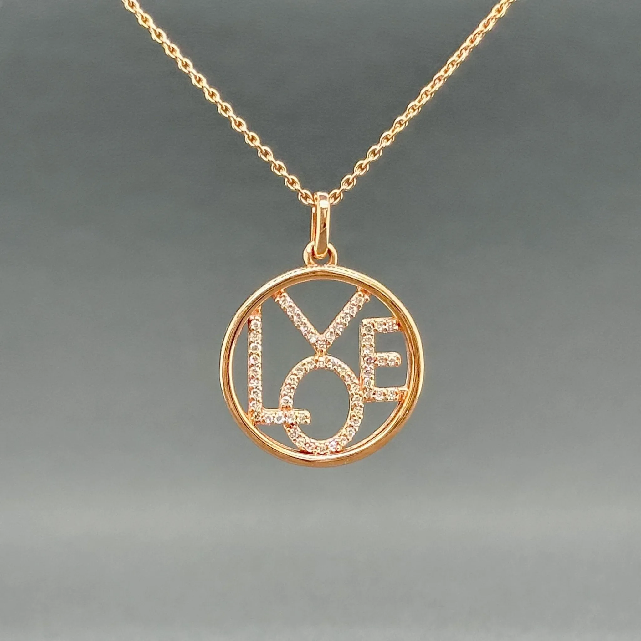 Estate 10K R Gold 0.07ctw G-H/SI1 Diamond Love Pendant