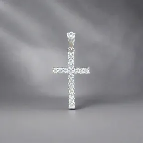 Estate 14K W Gold 0.25ctw G/SI1-2 Diamond Cross Pendant