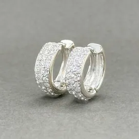 Elegant 14K White Gold Huggie Earrings with 0.66ctw G-H/SI1 Diamonds - Stunning Estate Jewelry