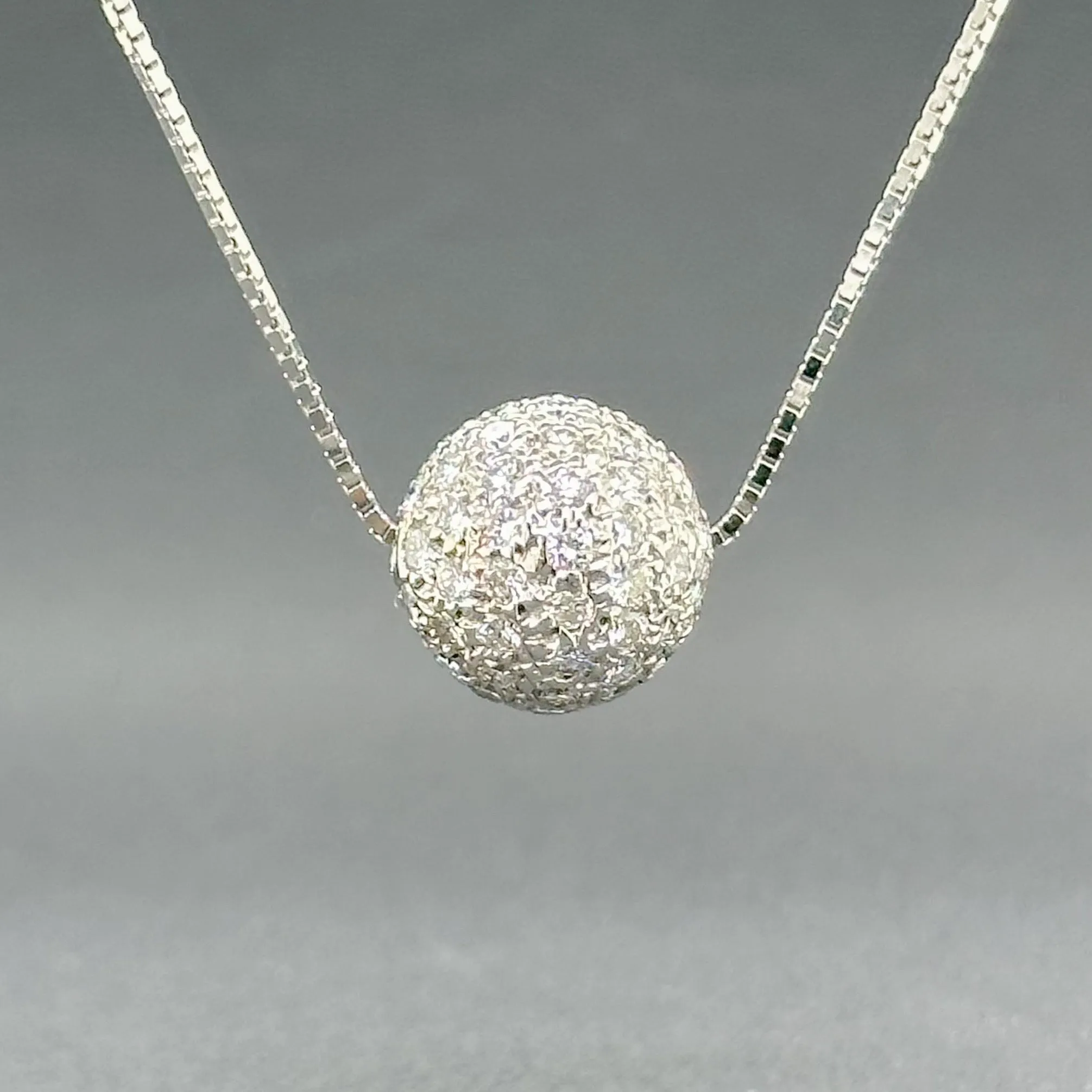 Estate 14K W Gold 2.53ctw G-H/SI1-2 Diamond Ball Pendant