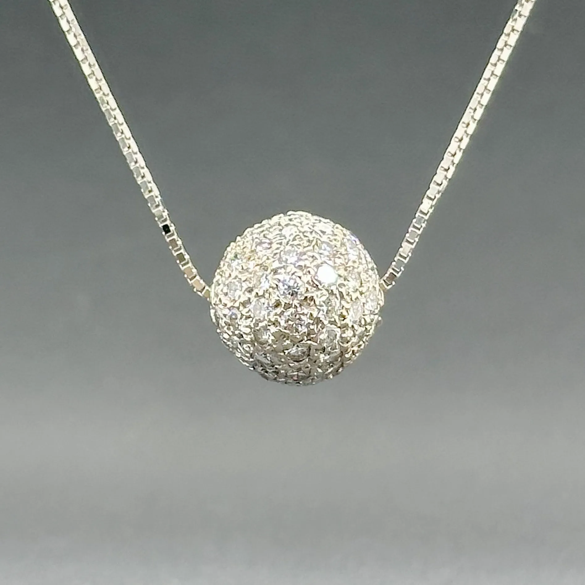 Estate 14K W Gold 2.53ctw G-H/SI1-2 Diamond Ball Pendant