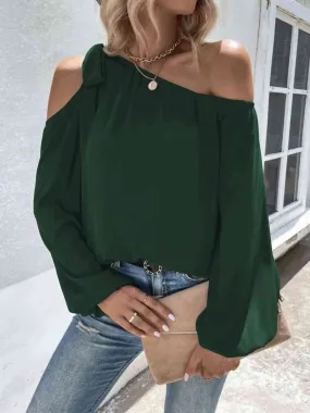 Explore More Collection - Cold-Shoulder Long Sleeve Blouse