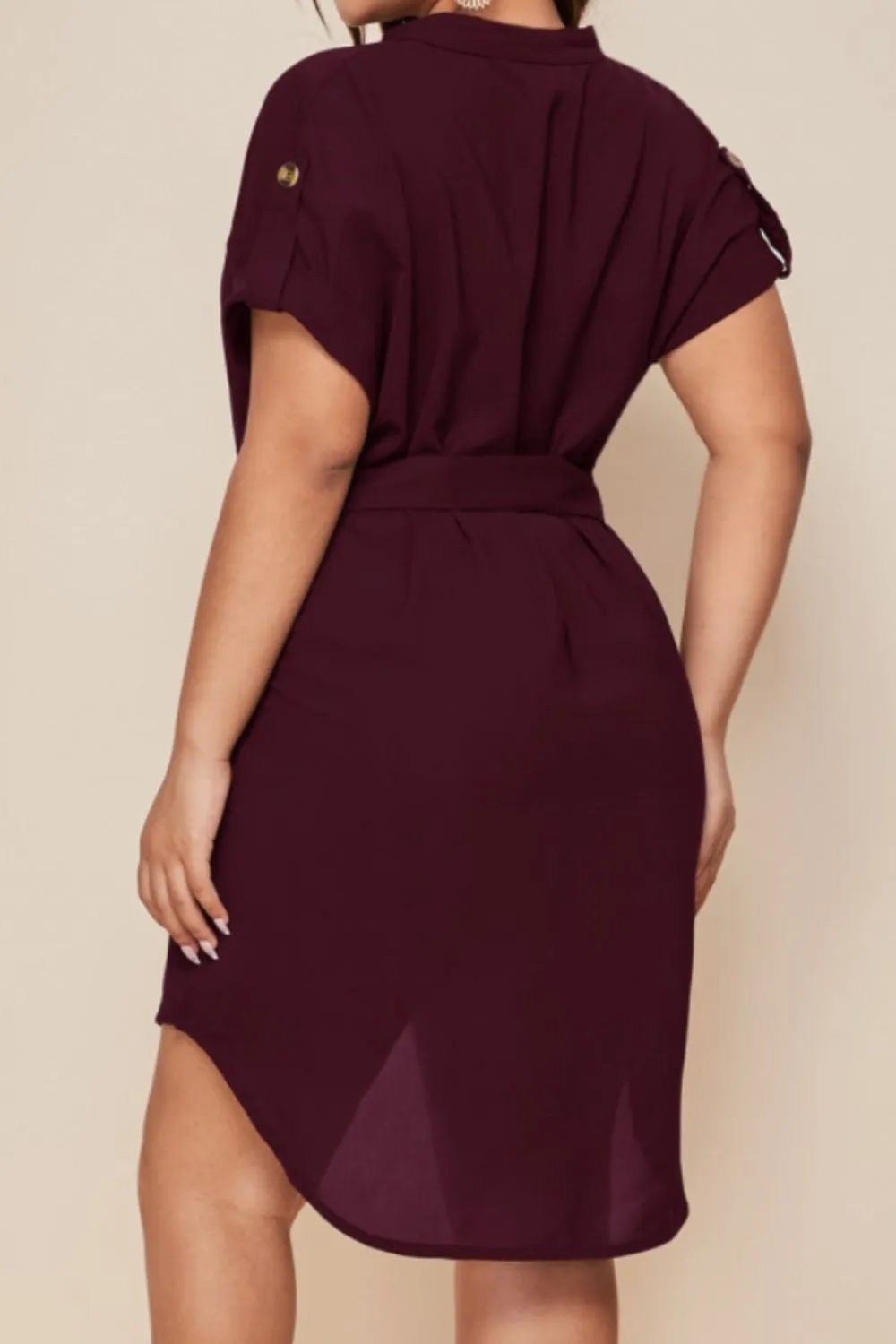 Explore More  Collection - Plus Size Notched Tie Waist Mini Dress