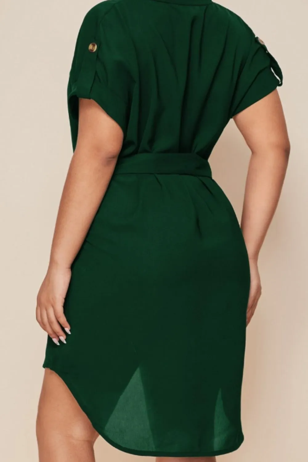 Explore More  Collection - Plus Size Notched Tie Waist Mini Dress