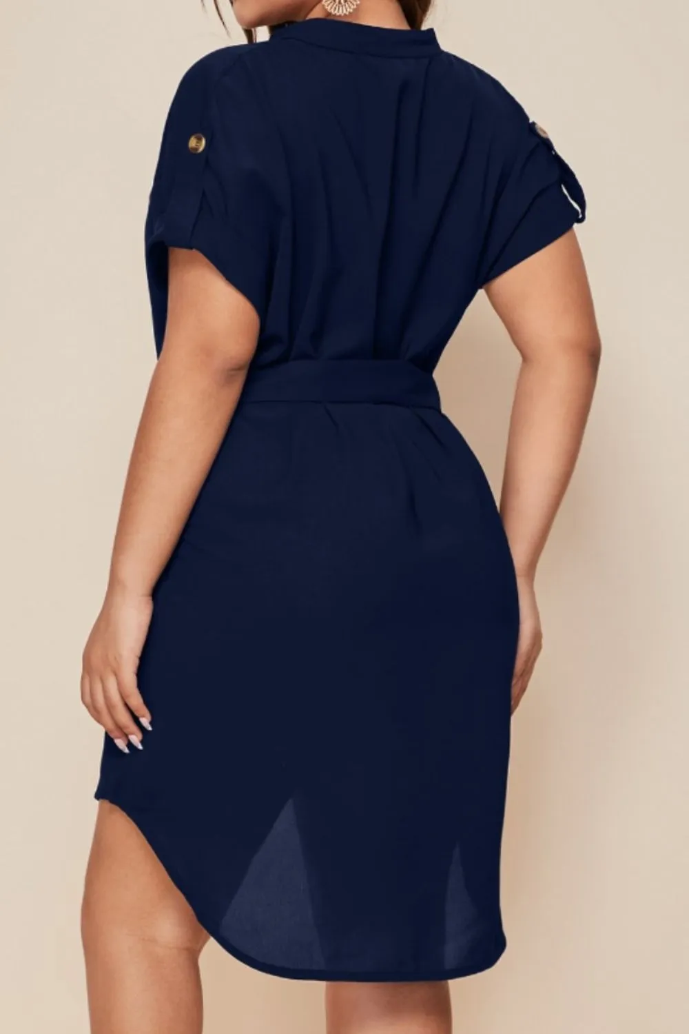 Explore More  Collection - Plus Size Notched Tie Waist Mini Dress