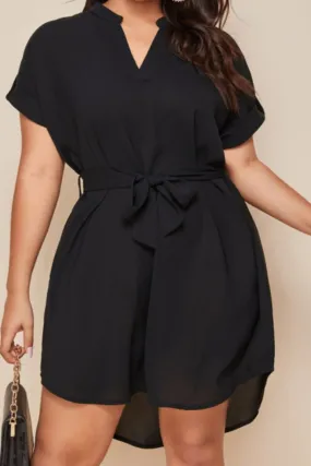 Explore More  Collection - Plus Size Notched Tie Waist Mini Dress