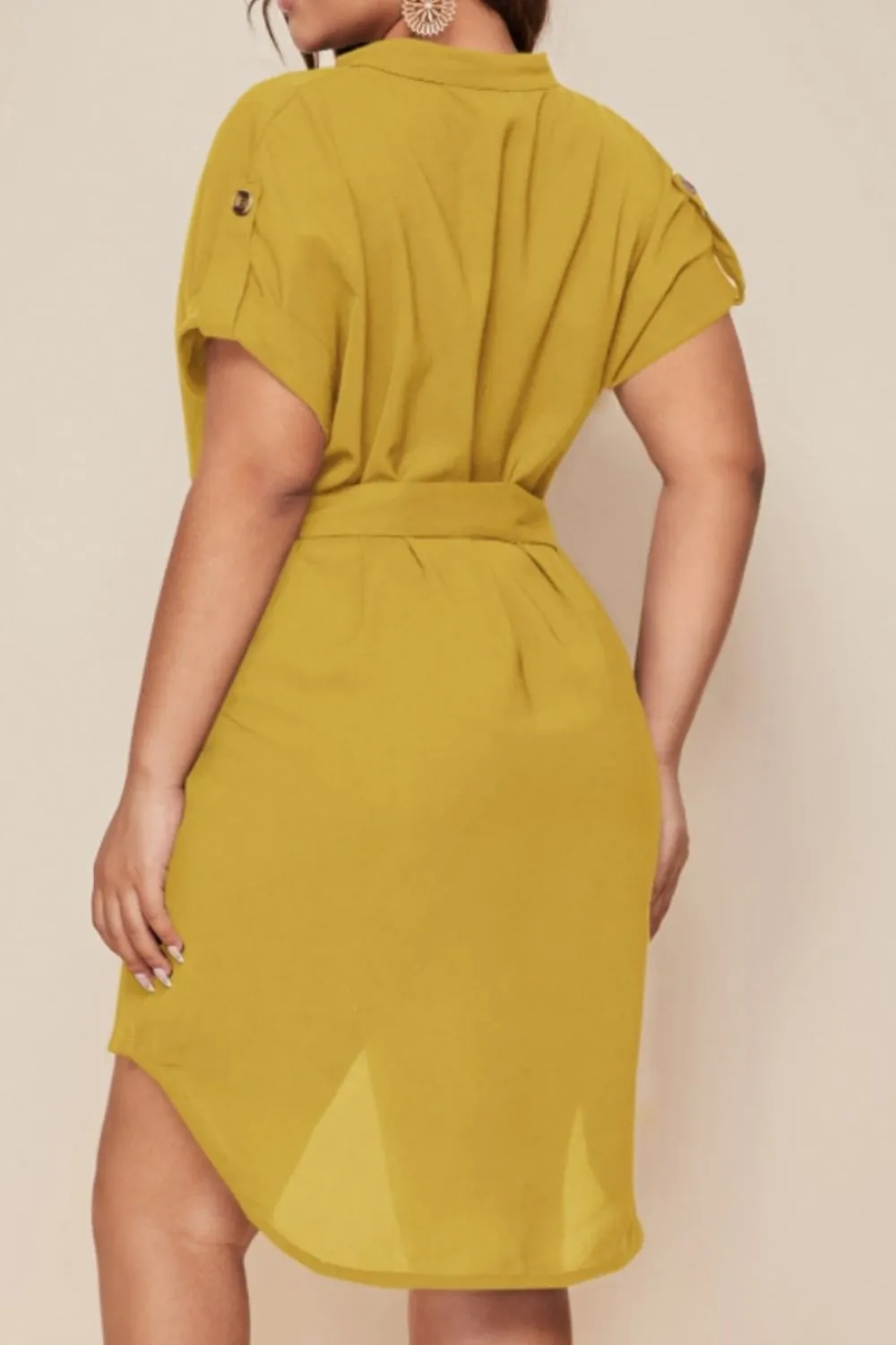 Explore More  Collection - Plus Size Notched Tie Waist Mini Dress