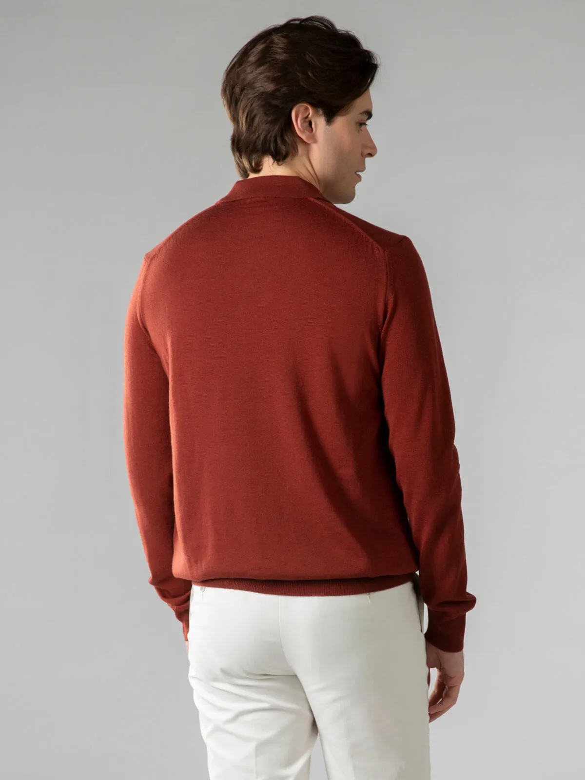 Extrafine Merino Buttonless Polo Maroon