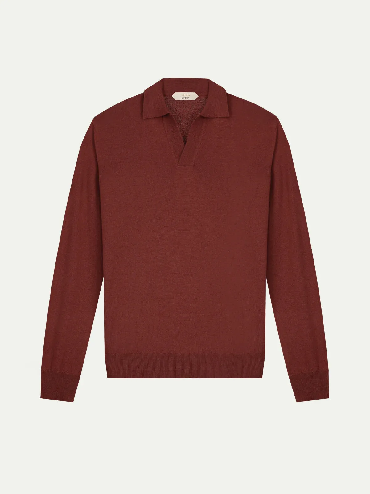 Extrafine Merino Buttonless Polo Maroon