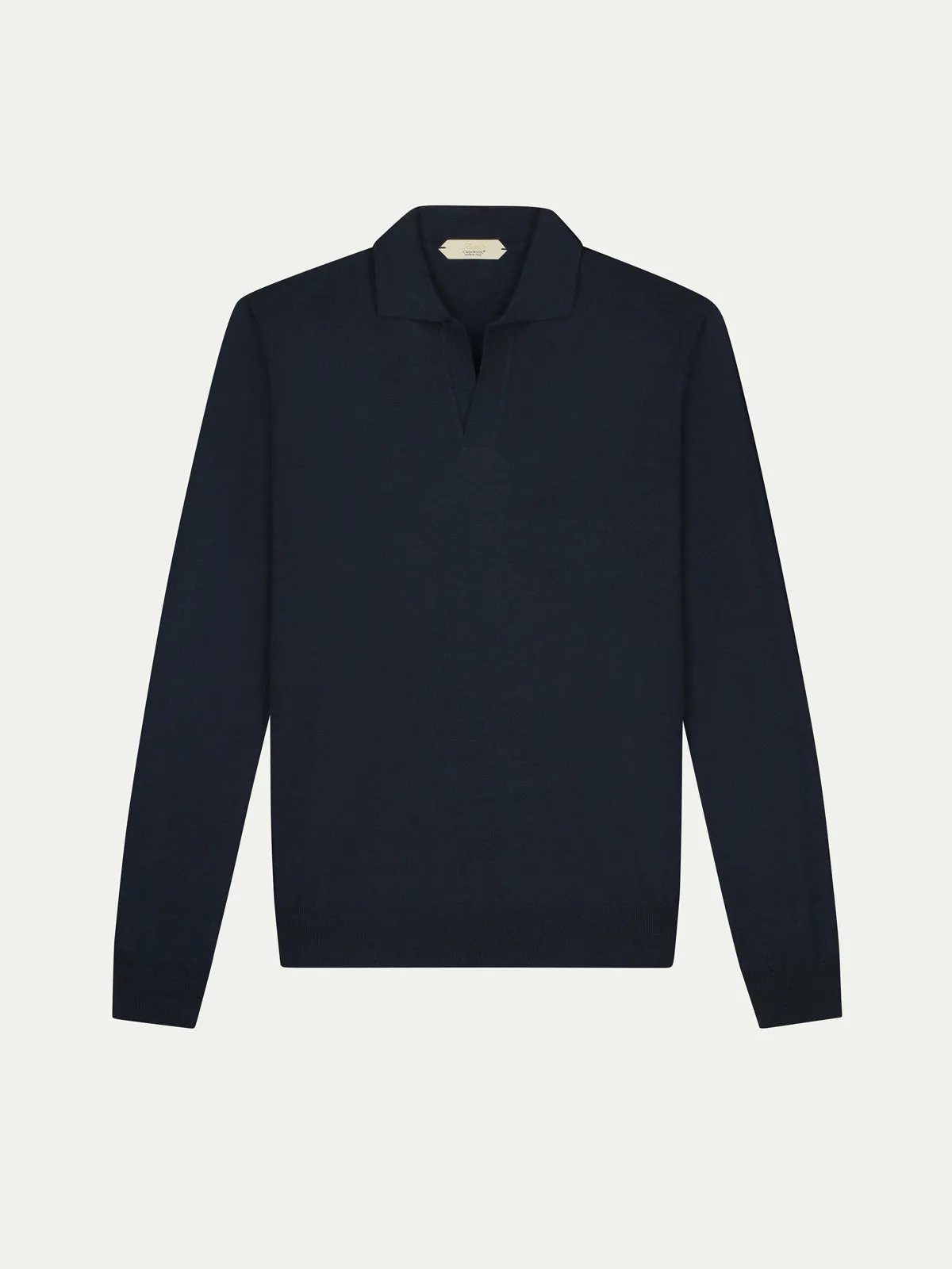 Navy Blue, Buttonless Polo Shirt, Made from Extrafine Merino Wool