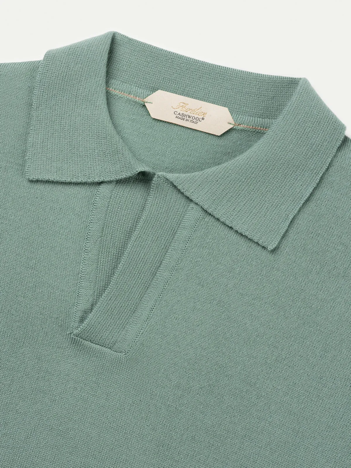 Extrafine Merino Buttonless Polo Pistache