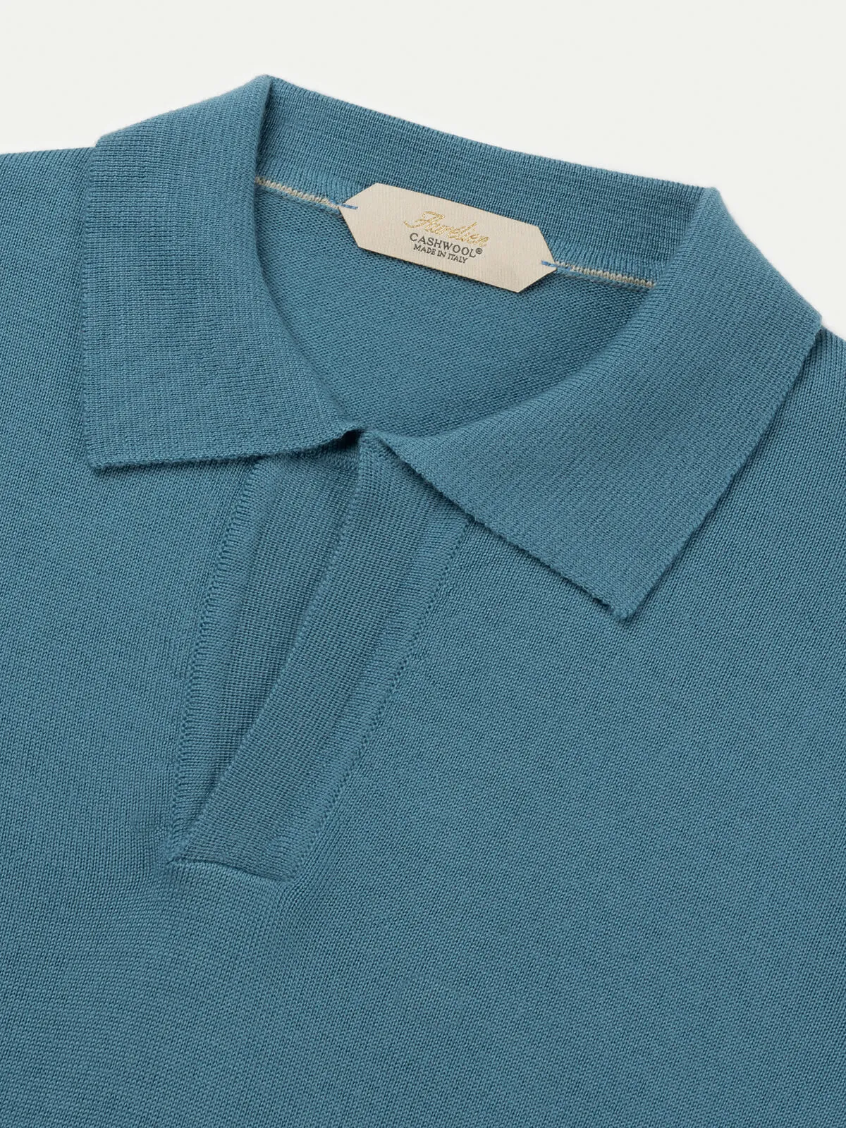 Extrafine Merino Buttonless Polo Sapphire