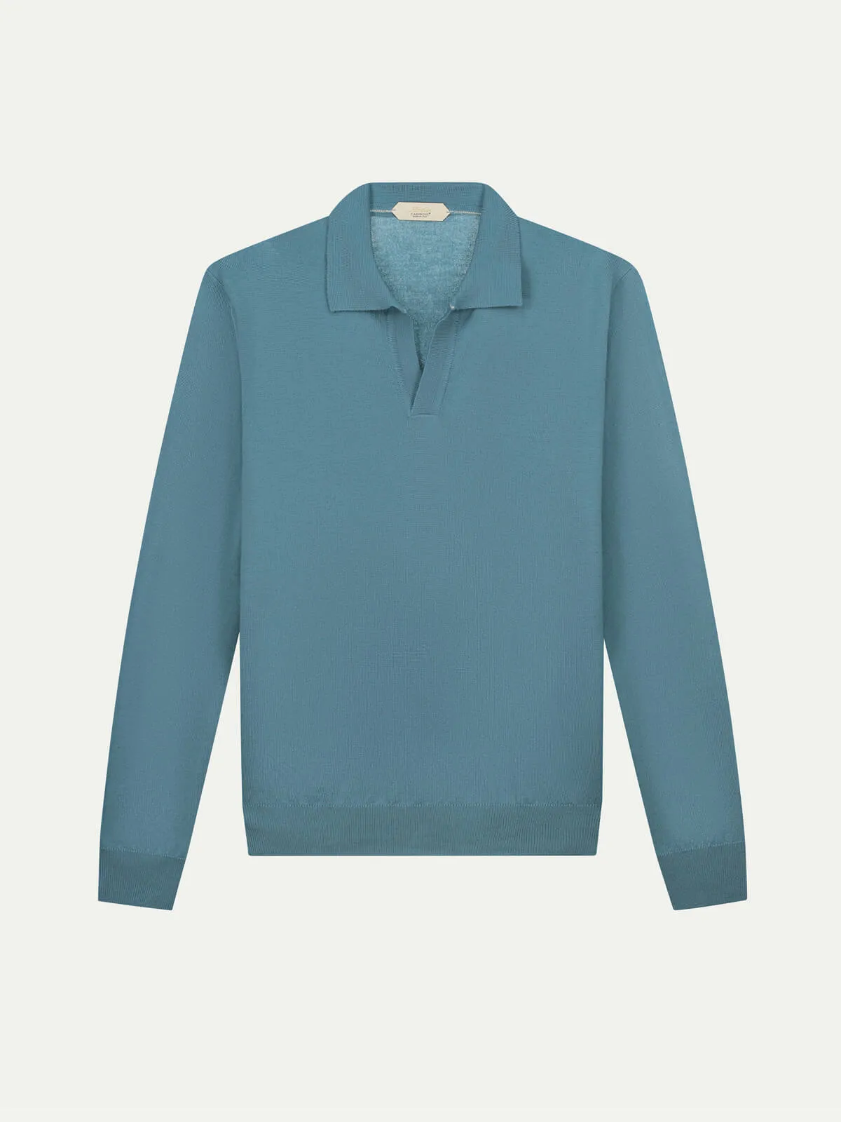 Extrafine Merino Buttonless Polo Sapphire