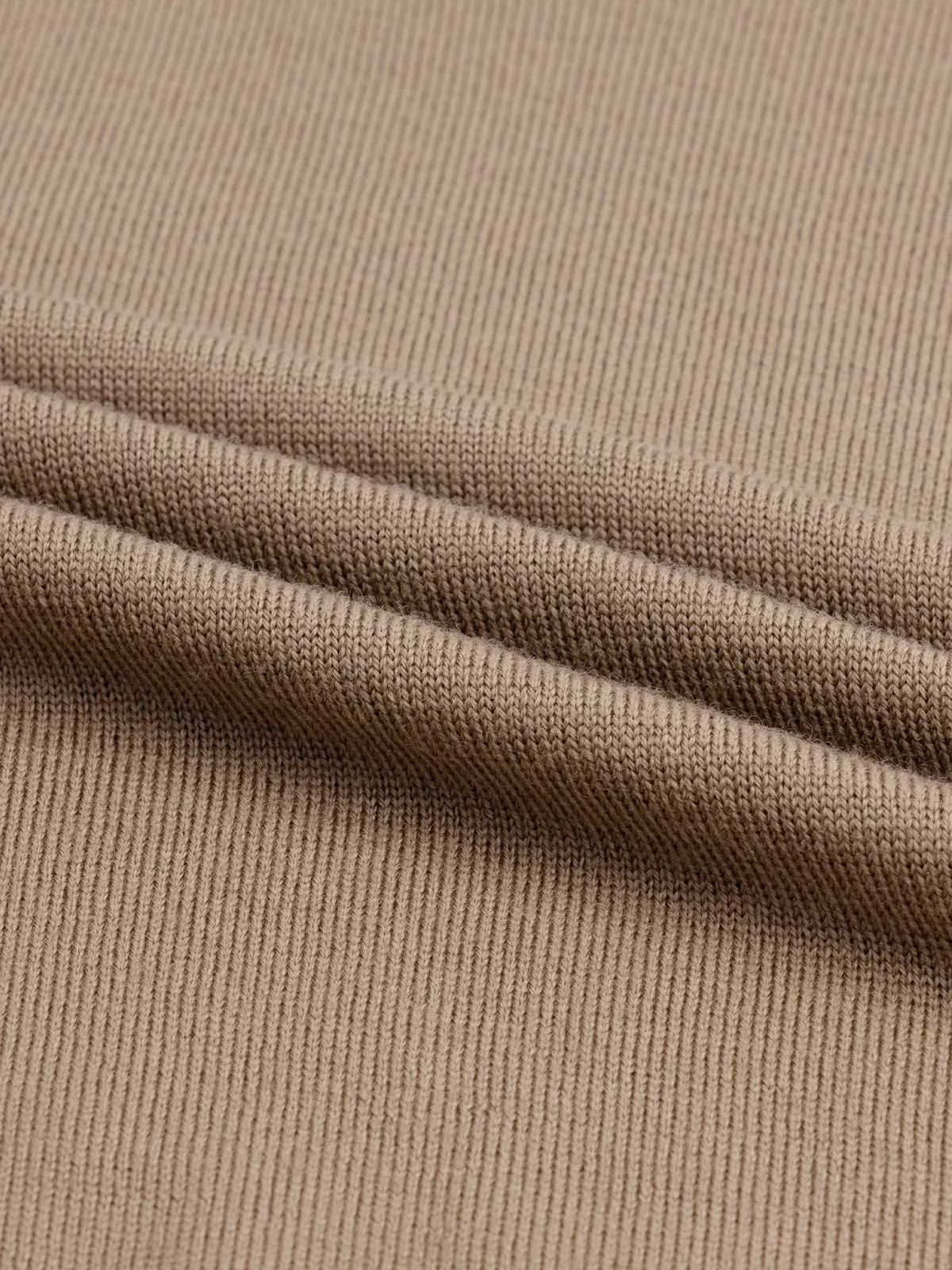 Extrafine Merino Buttonless Polo Taupe