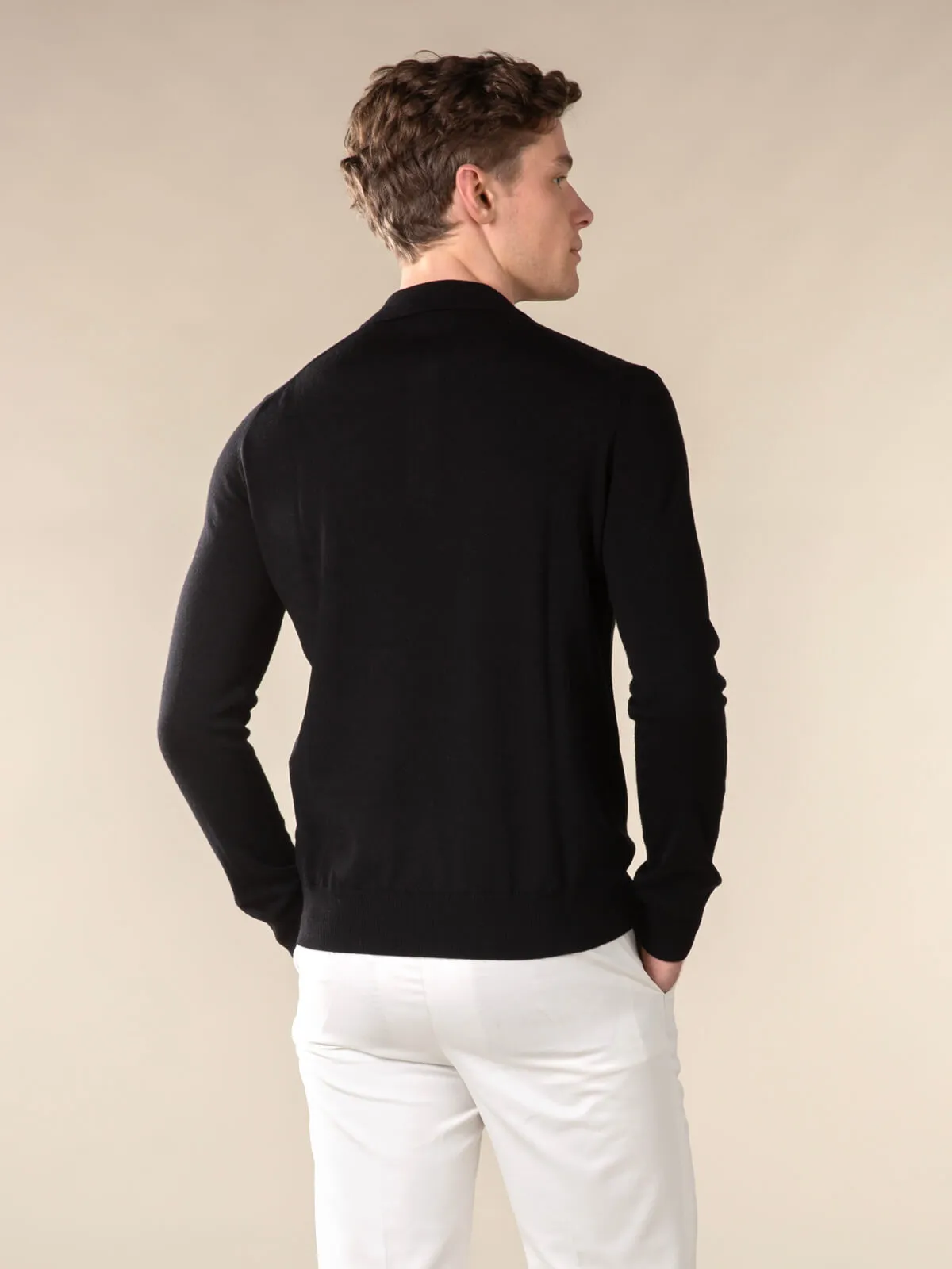 Extrafine Merino Polo Black