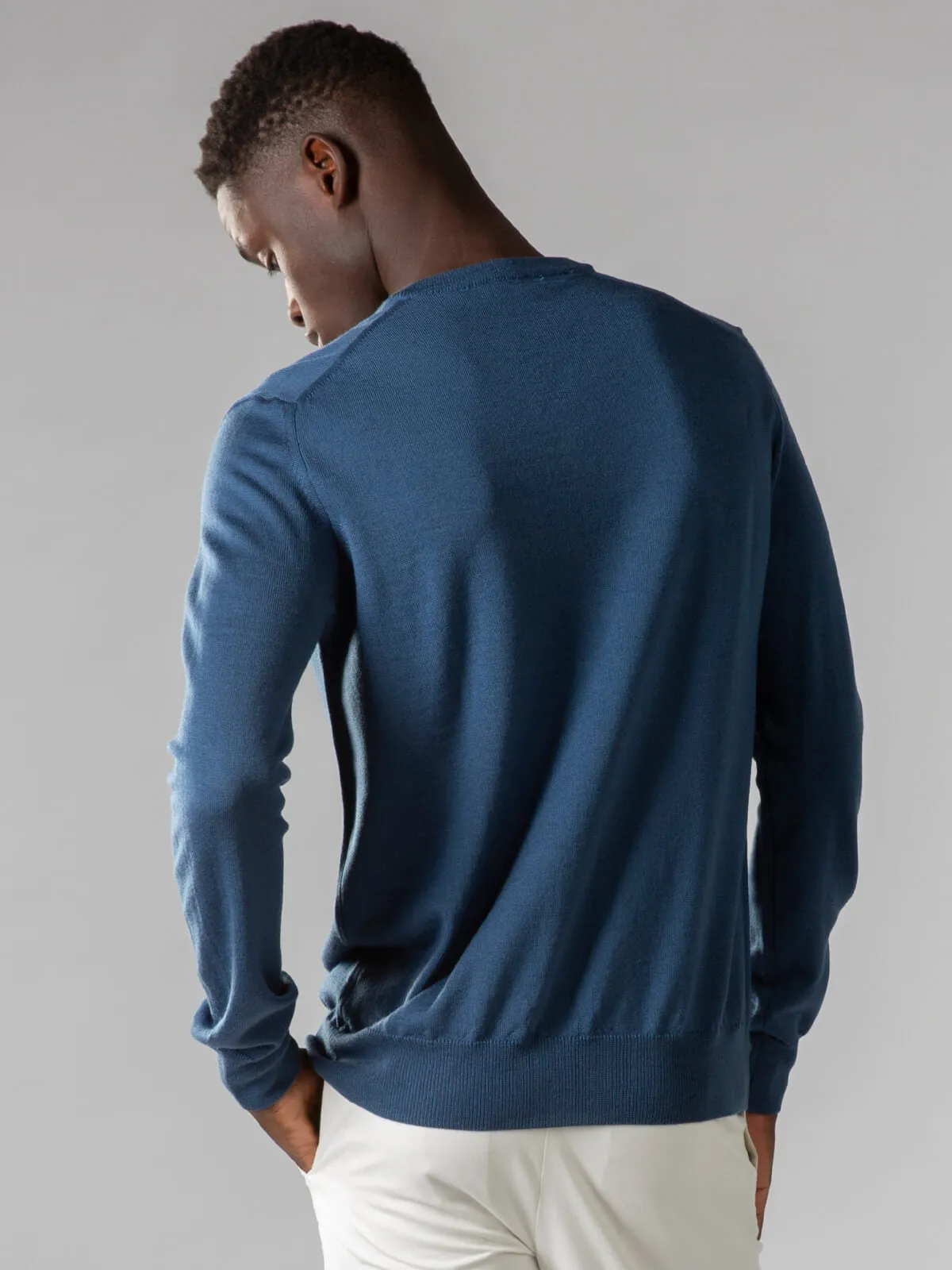 Petrol V-Neck Extrafine Merino Sweater