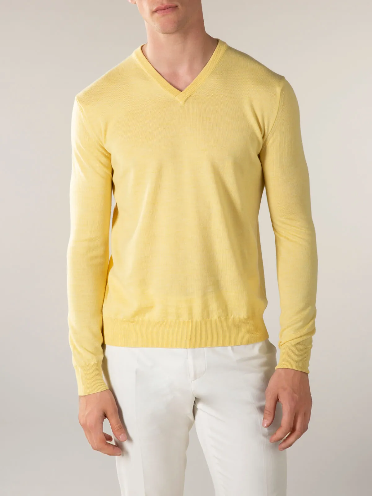 Extrafine Merino V-Neck Yellow