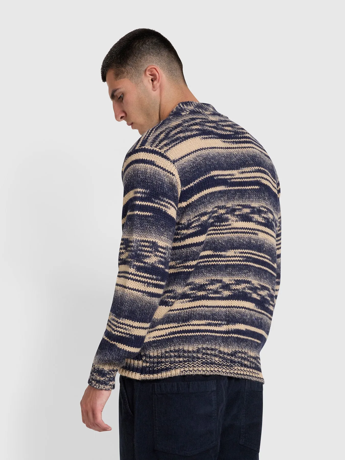 Ferrick Regular Fit Long Sleeve Cardigan In True Navy