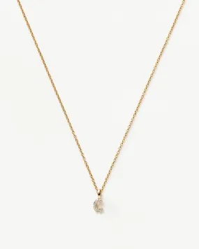 Fine Diamond Initial Mini Pendant Necklace - C | 14k Solid Yellow Gold Plated/Diamond