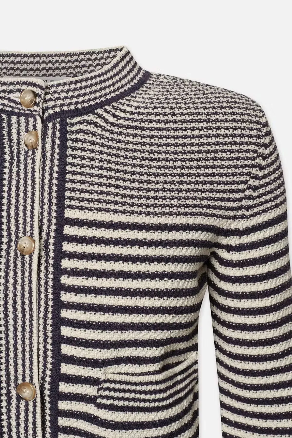 Frame Denim Compact Stripe Knit Cardigan - Navy Multi