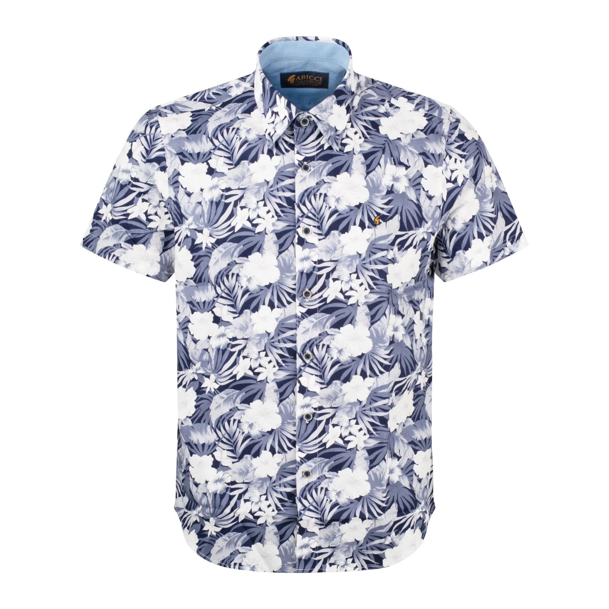 Gabicci Classic Floral Print Shirt White/Navy