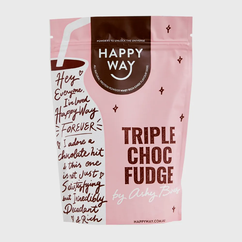 Happy Way - Ashy Bines Triple Choc Fudge Whey Protein Powder 500 g