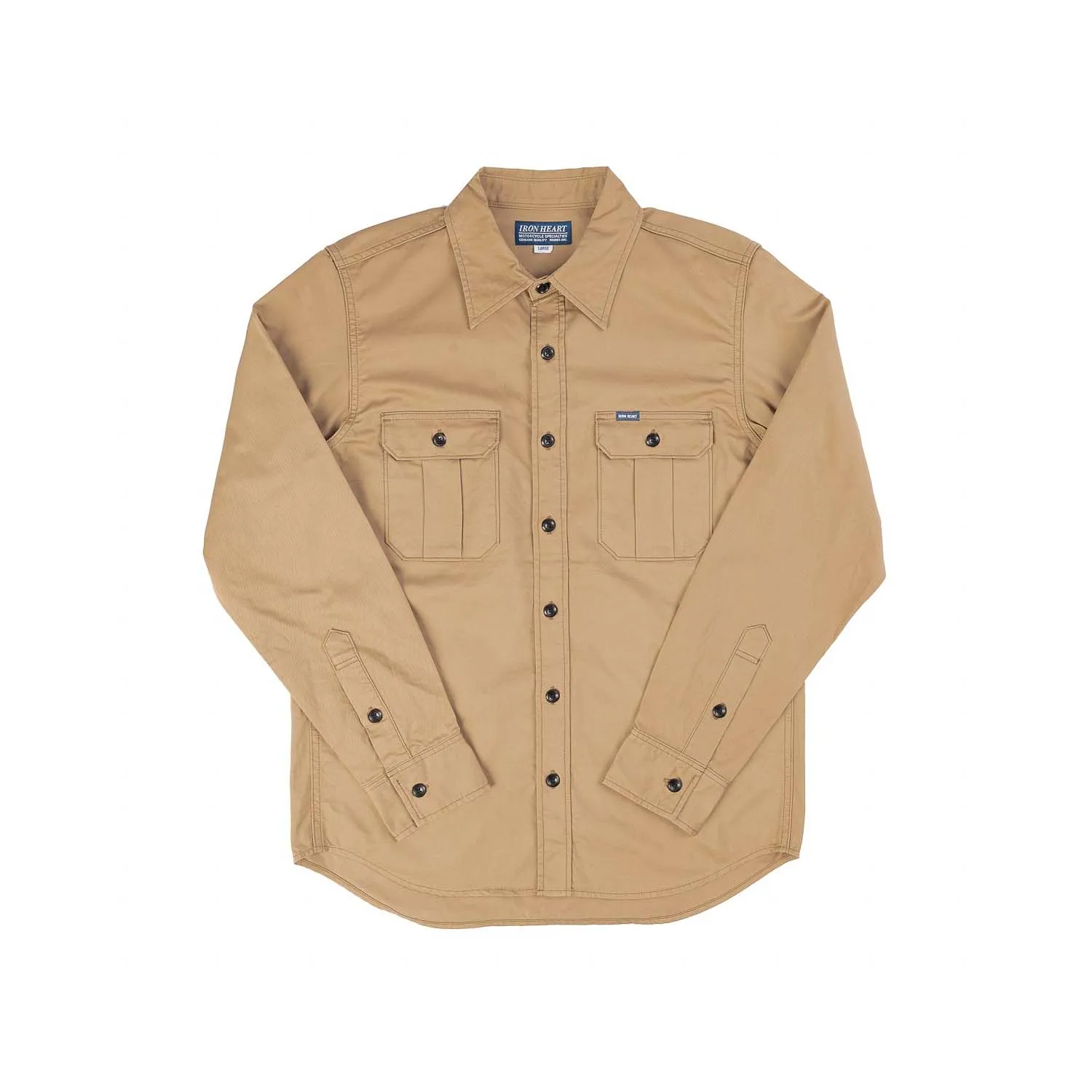 Iron Heart IHSH-319-KHA 8oz Military Shirt Khaki FINAL SALE