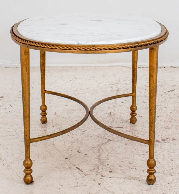 Jansen Style Oval Marble And Giltwood Low Table