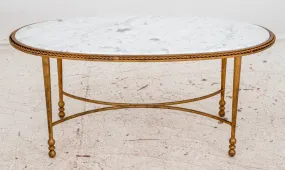 Jansen Style Oval Marble And Giltwood Low Table