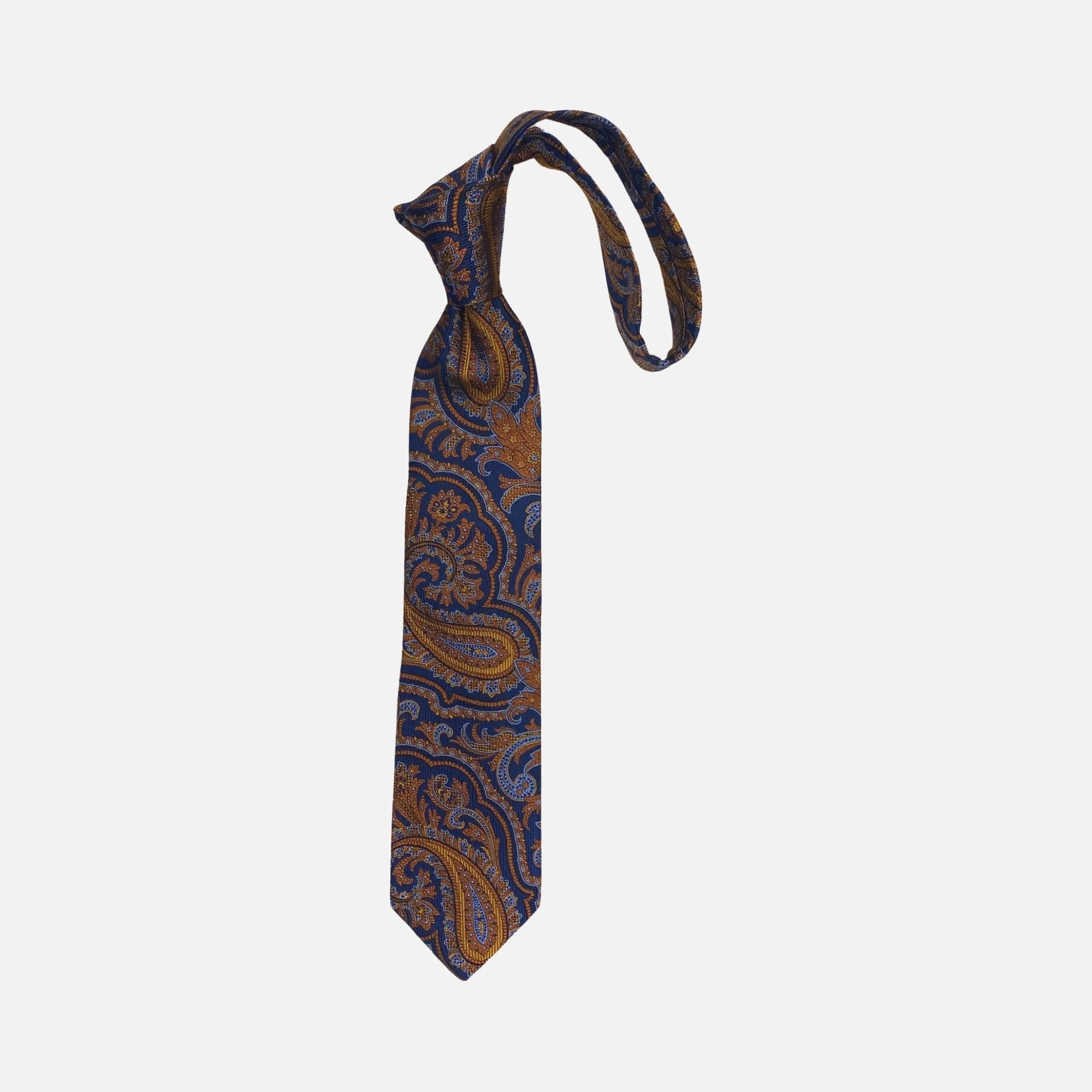 JZ Richards Navy Blue Woven Silk Paisley Tie -  Handcrafted in the USA