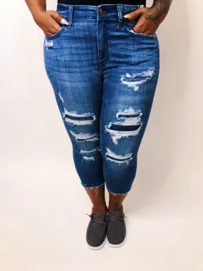 #K552 Feeling Myself In Contrast Patch Judy Blue Skinny Capri