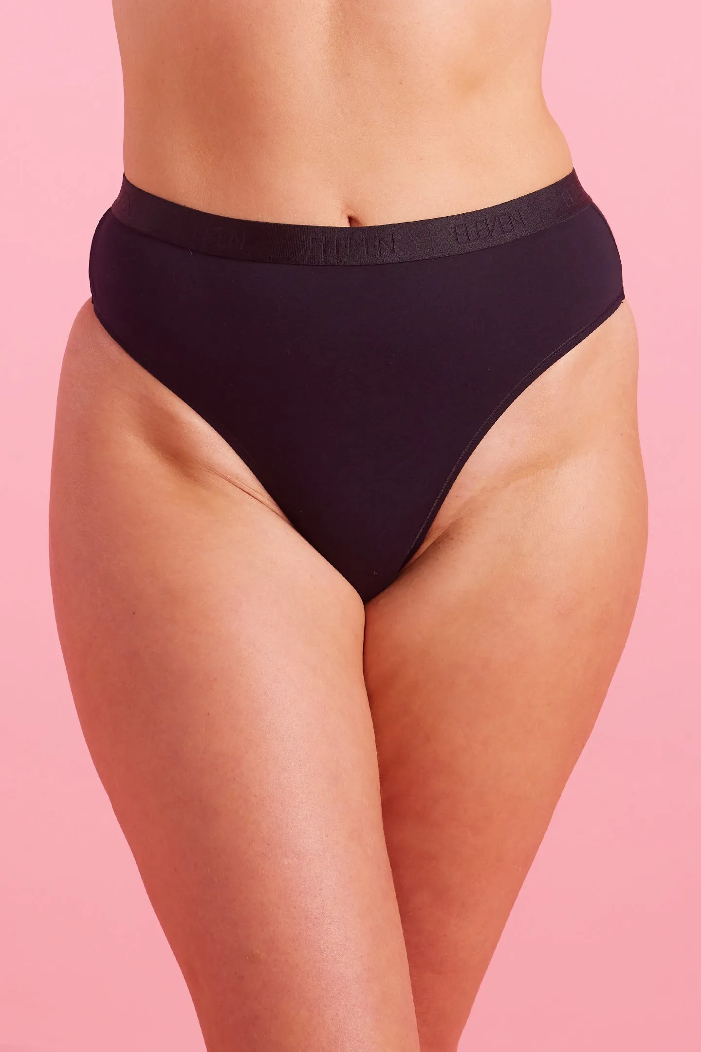 Lily Cotton High Waist G String Black