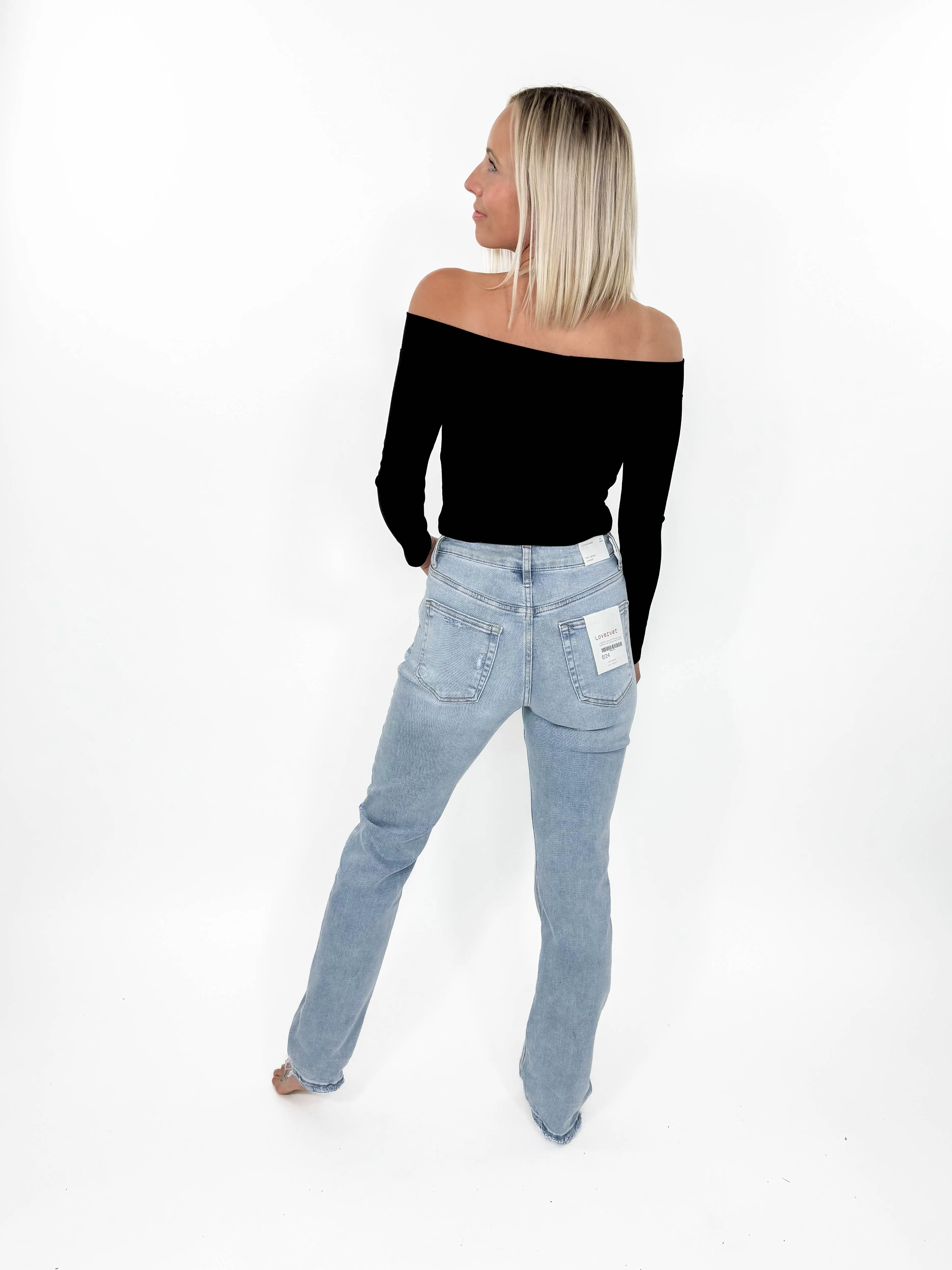 LOVERVET Alyssa 90's Vintage Super High Rise Slim Straight Jeans- LIGHT