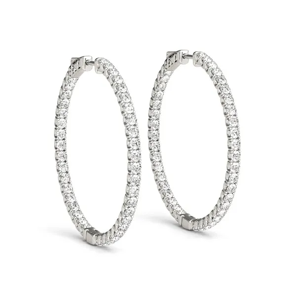 LUNAR 4 Carat Diamond Hoop Earrings 2 Inch in 14K Yellow Gold 10 pt G Color SI1 Clarity 50mm Eternity Inside out Hinged Back BY MIKE NEKTA