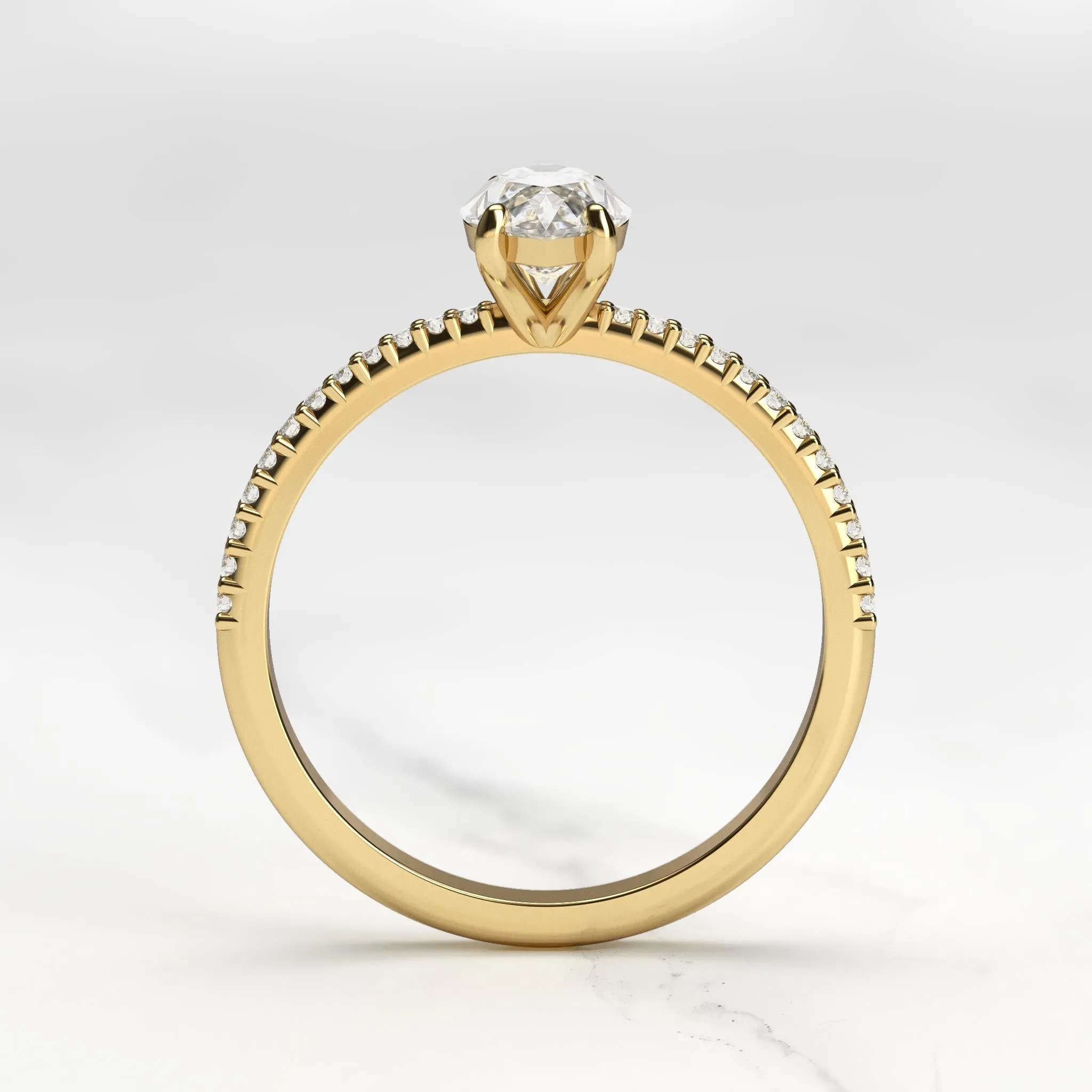 Marquise Half Pave Tapered Diamond Ring