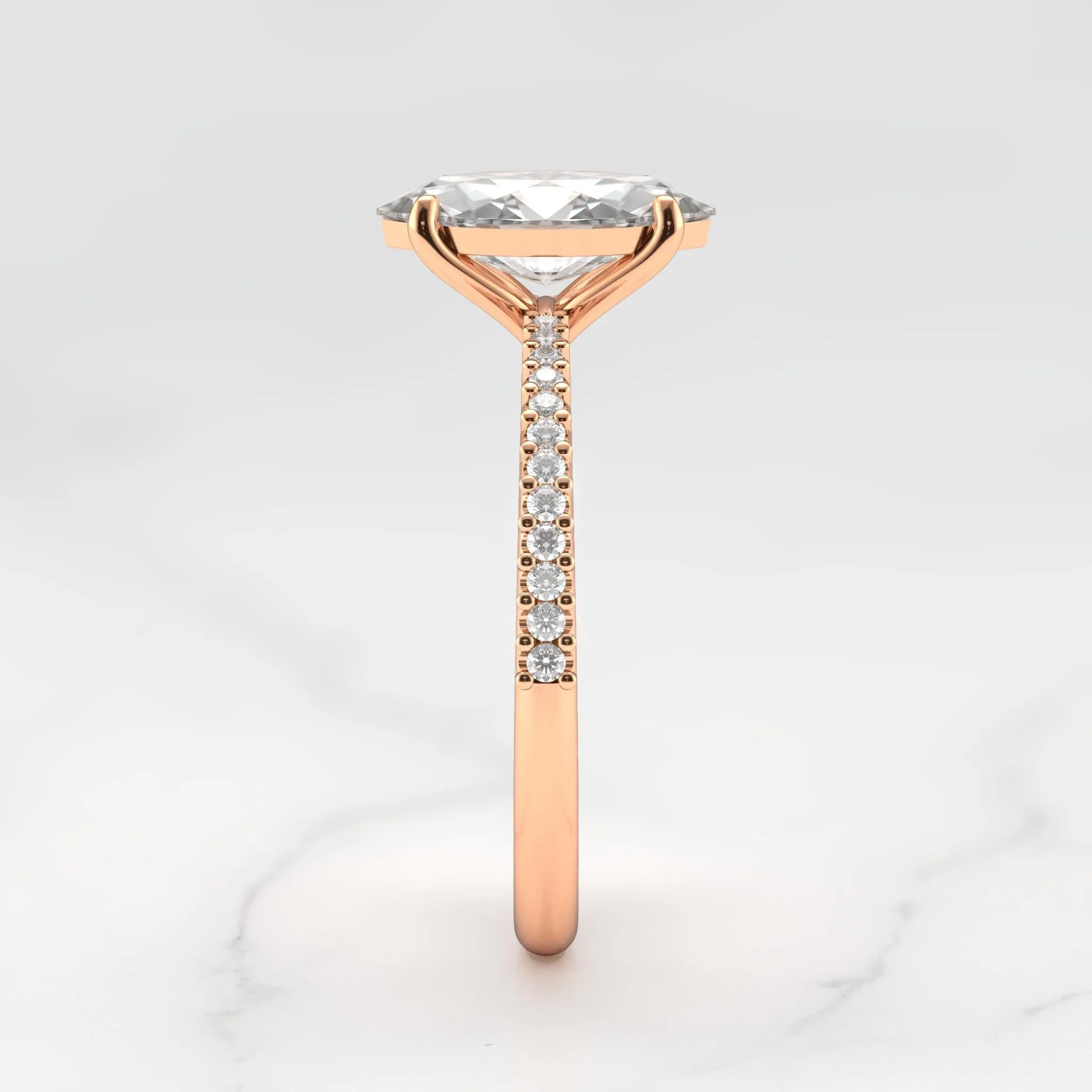 Marquise Half Pave Tapered Diamond Ring