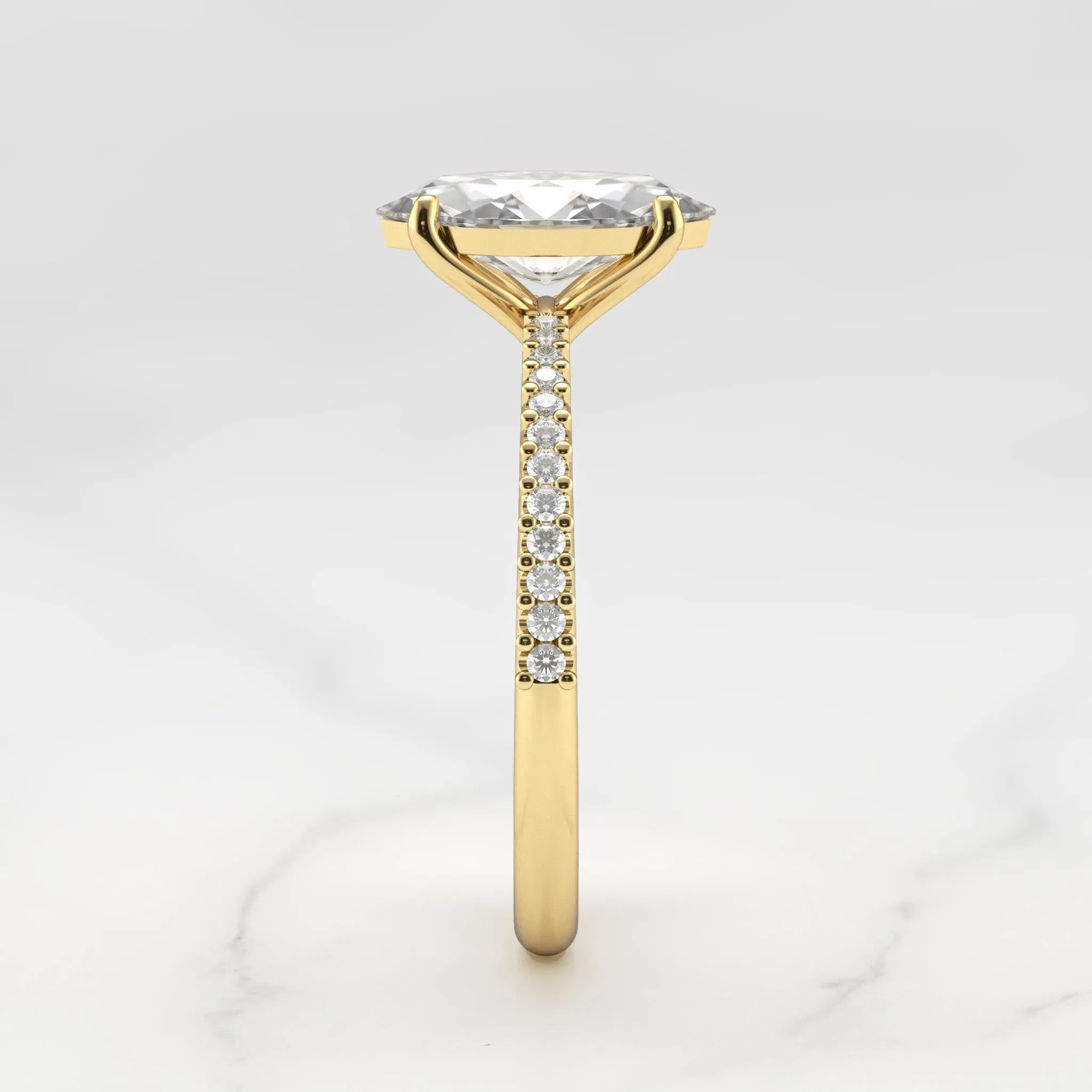 Marquise Half Pave Tapered Diamond Ring