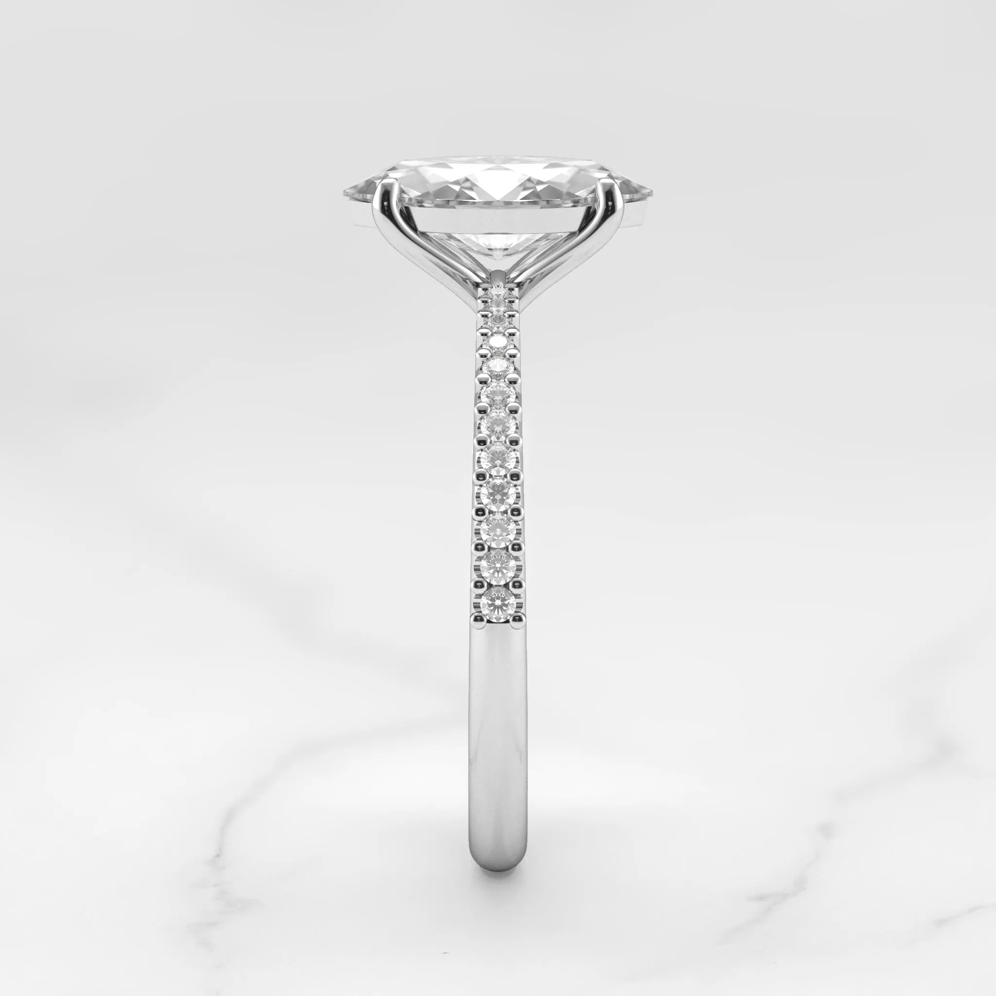 Marquise Half Pave Tapered Diamond Ring