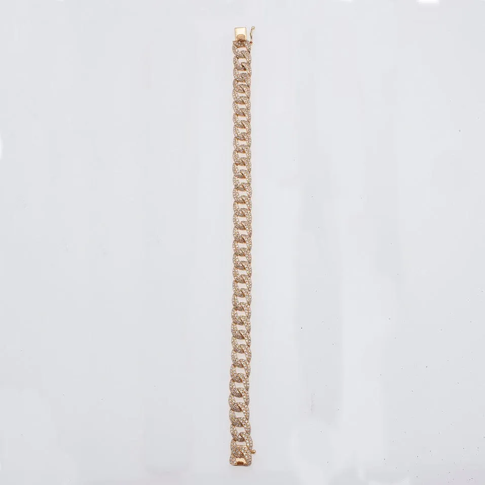 Medium 14K Gold & Micro-Pave Diamonds Cuban Chain Bracelet Signature Piece