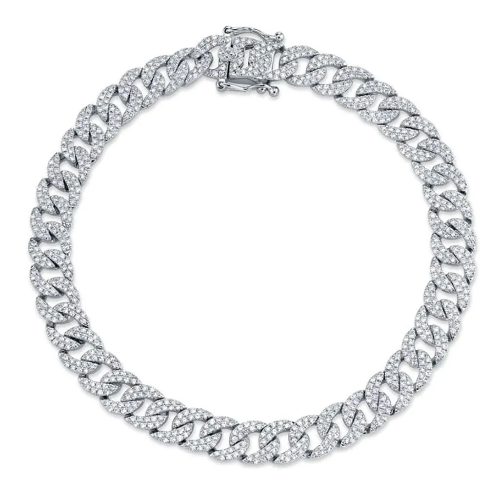 Medium 14K Gold & Micro-Pave Diamonds Cuban Chain Bracelet Signature Piece