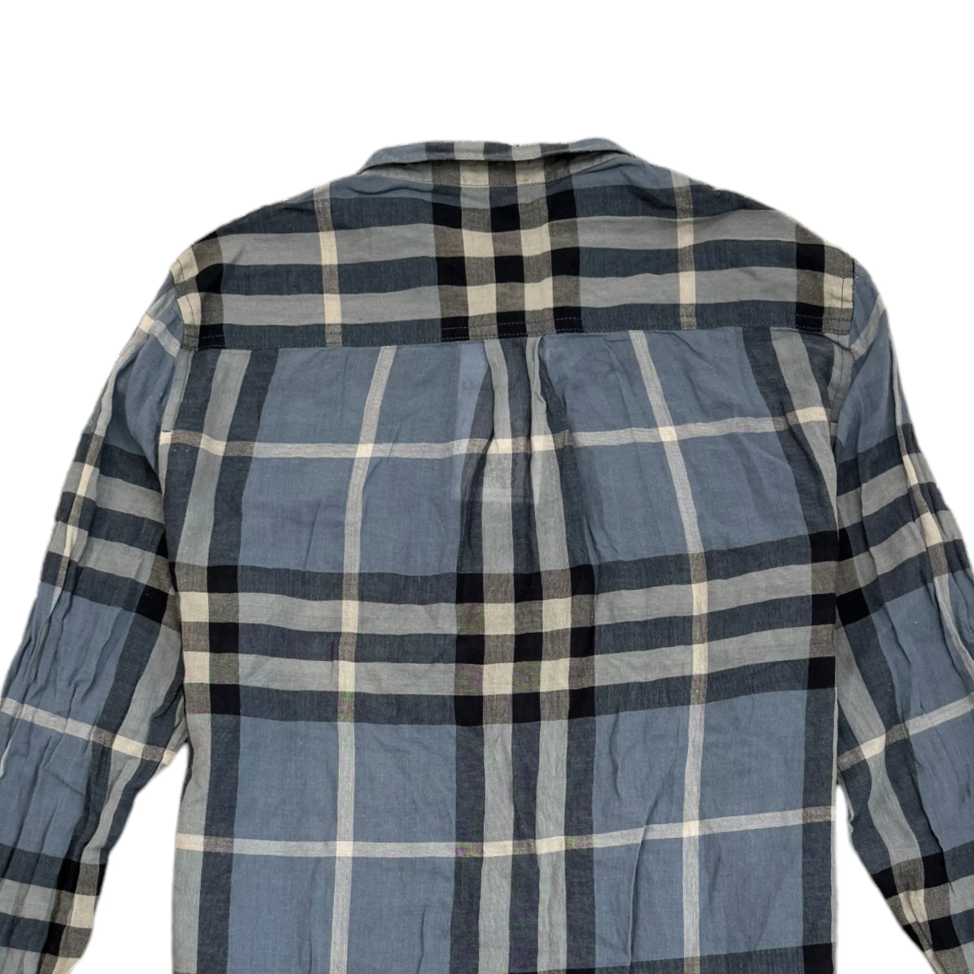 Men's Checkered Long Sleeve Shirt Blue Size M