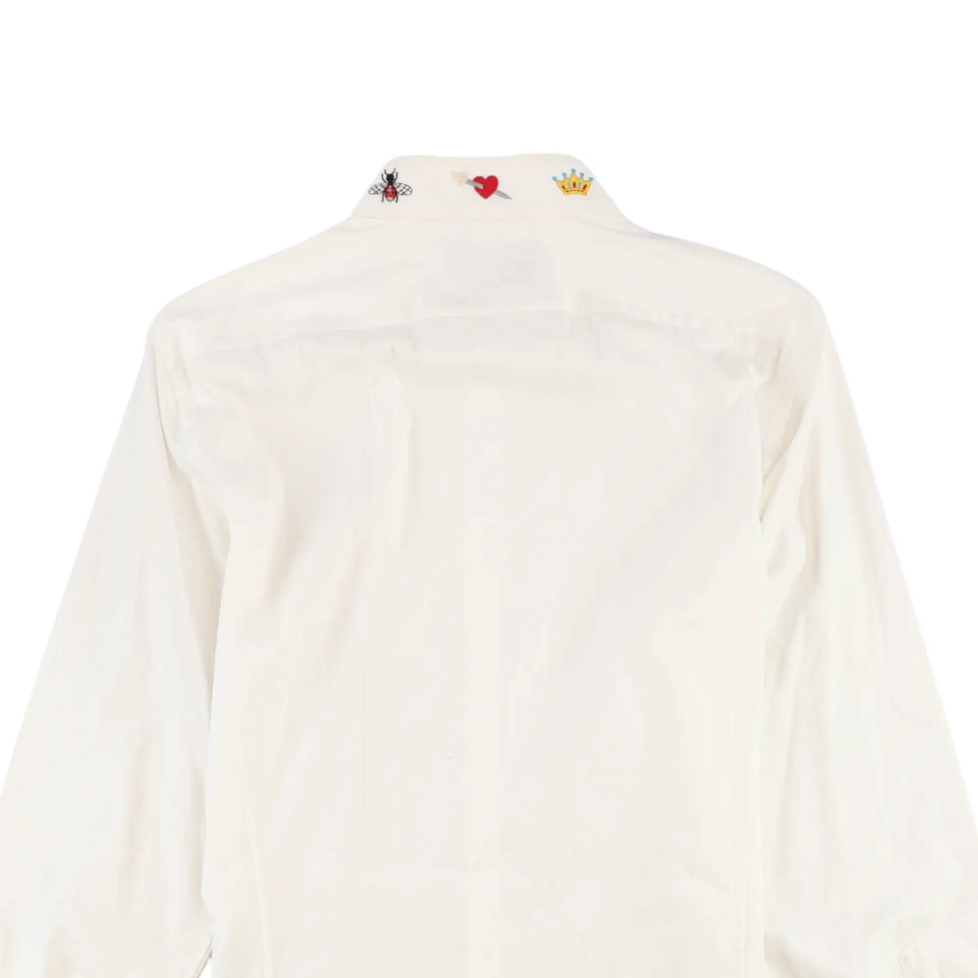 Men's Embroidered Collar Shirt White Size M