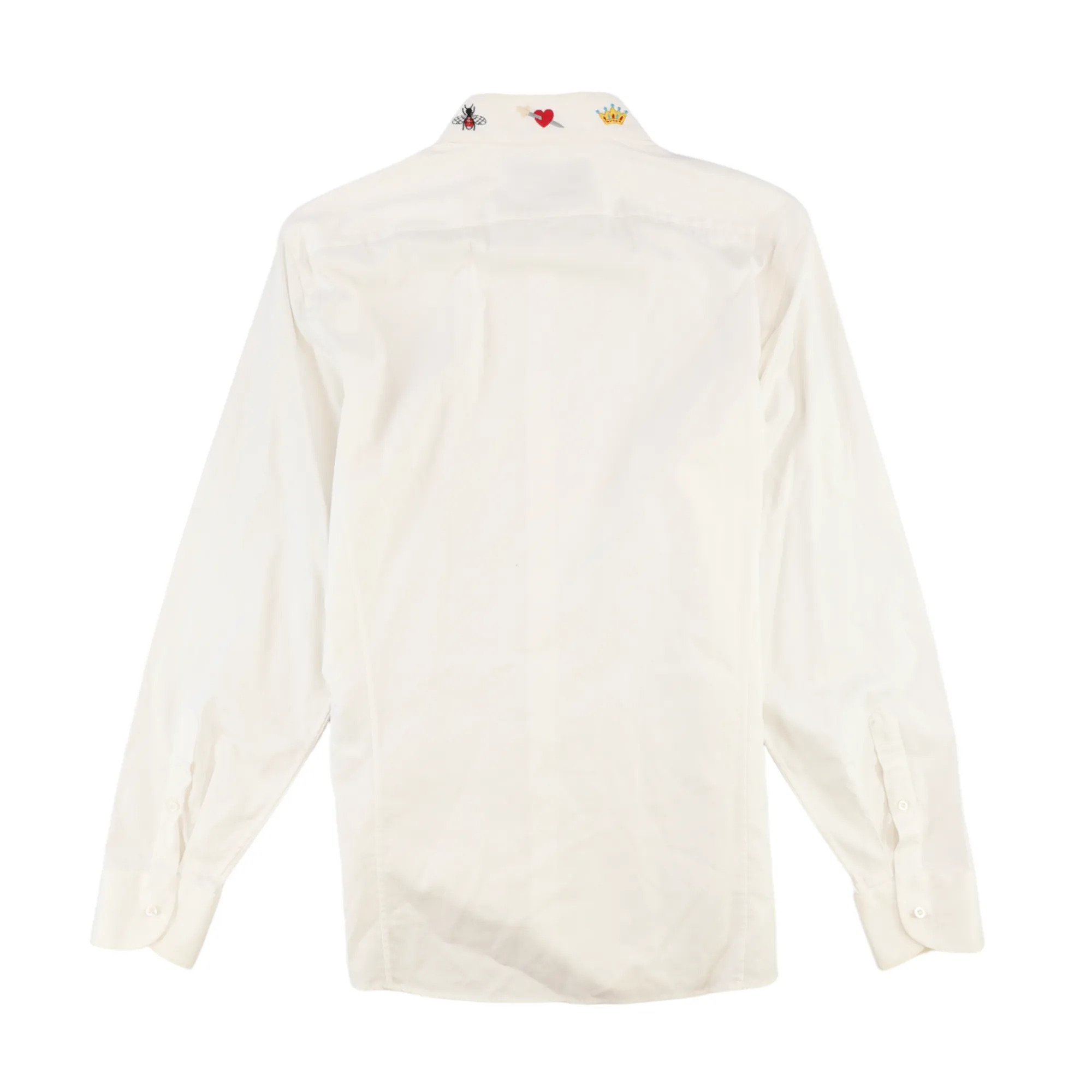 Men's Embroidered Collar Shirt White Size M