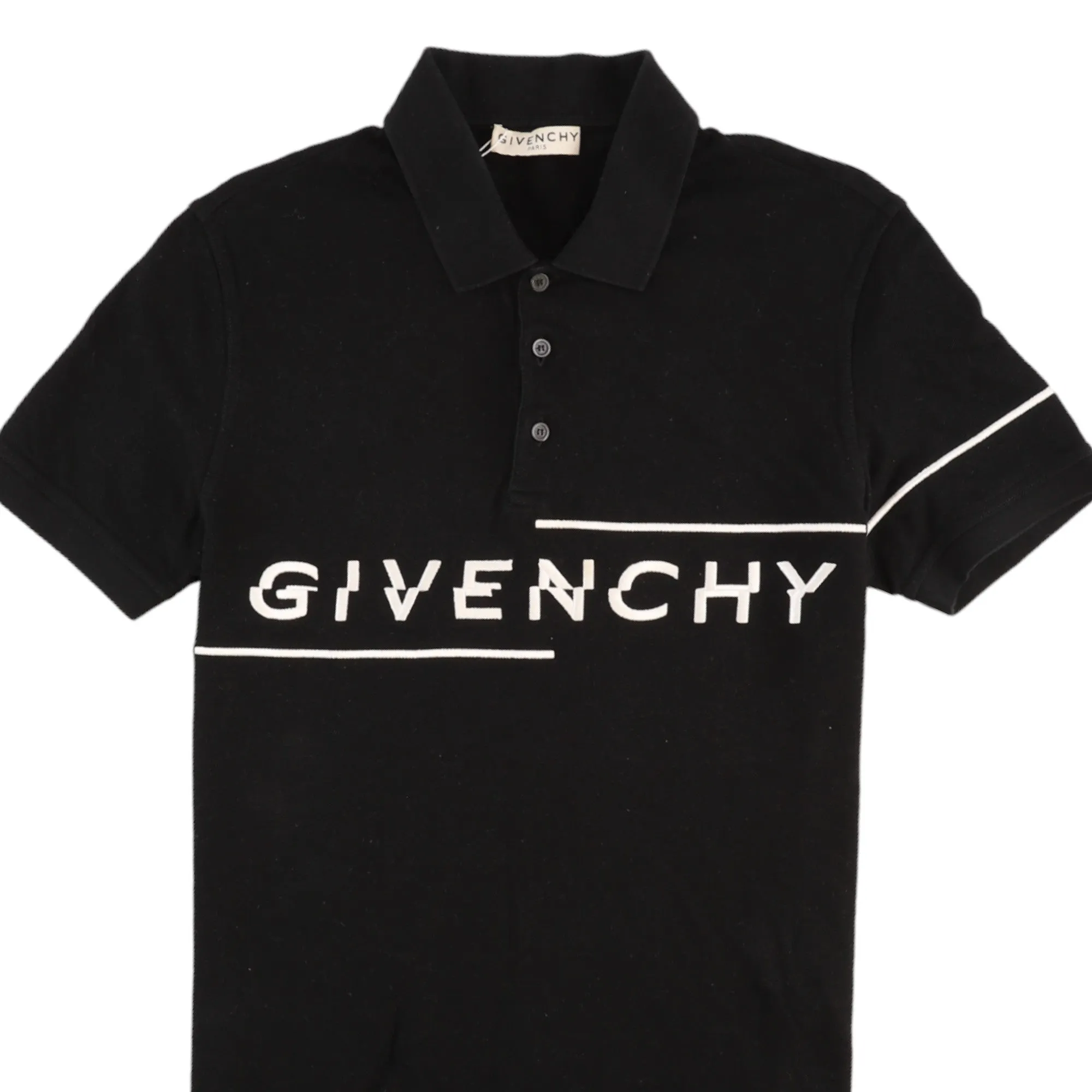 Men's Embroidered Logo Polo Shirt Black Size M