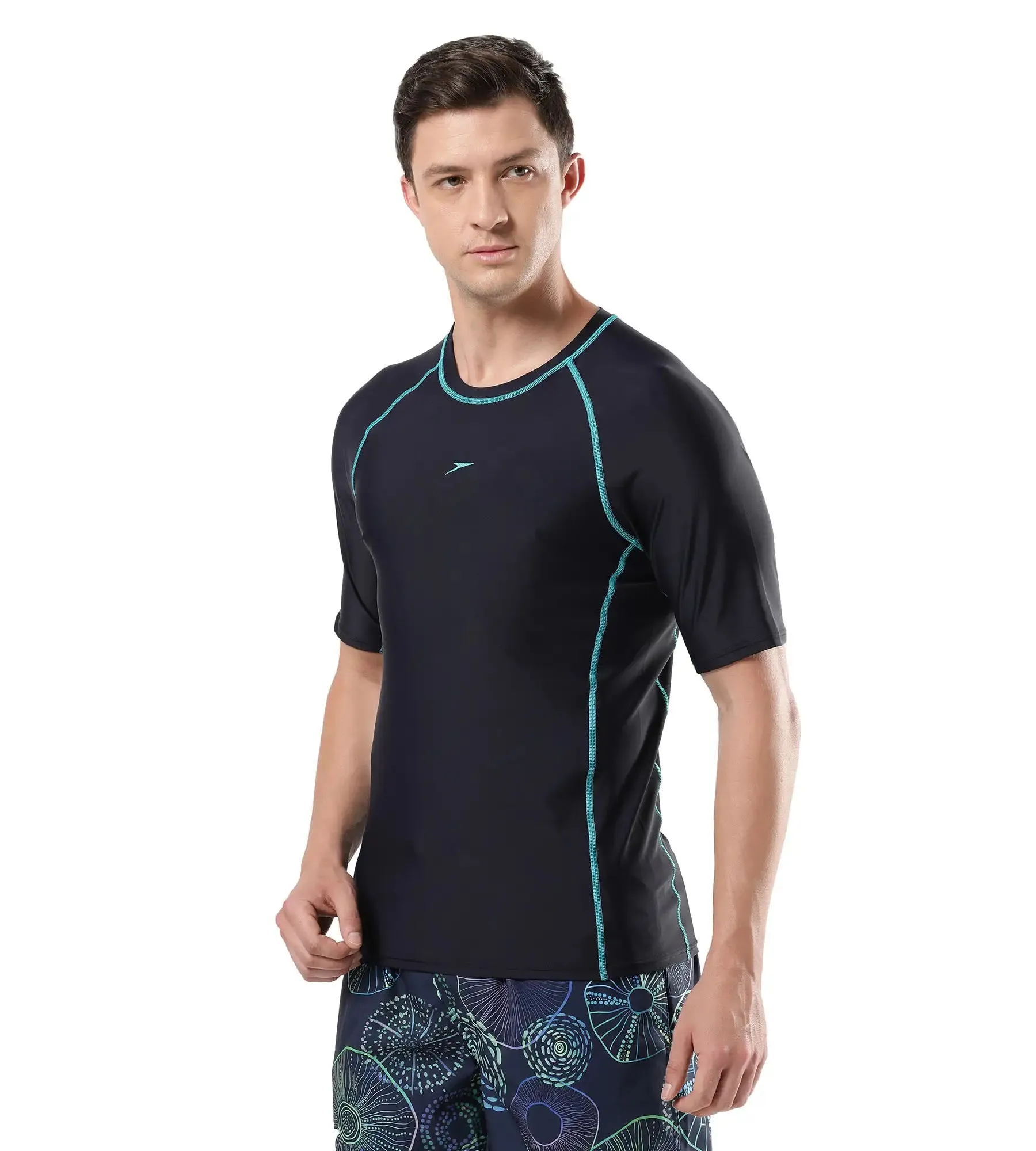 Men's Endurance Short Sleeve Suntop - True Navy  &  Aquarium