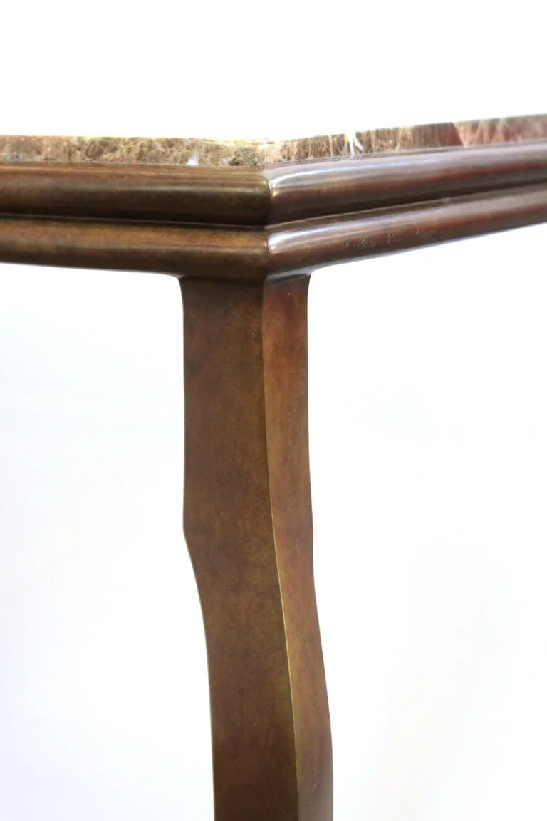 Modern Console Table with Cabriole Legs and Marble Top