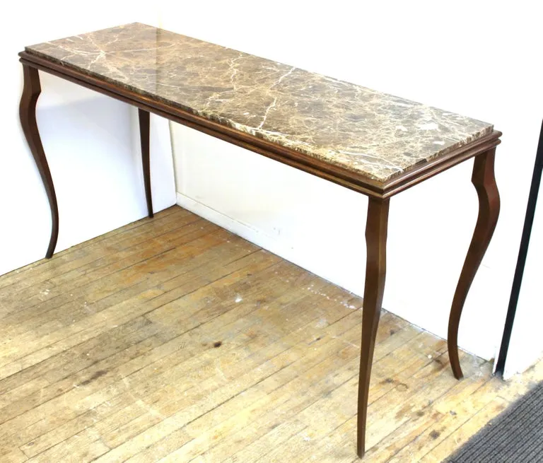 Modern Console Table with Cabriole Legs and Marble Top