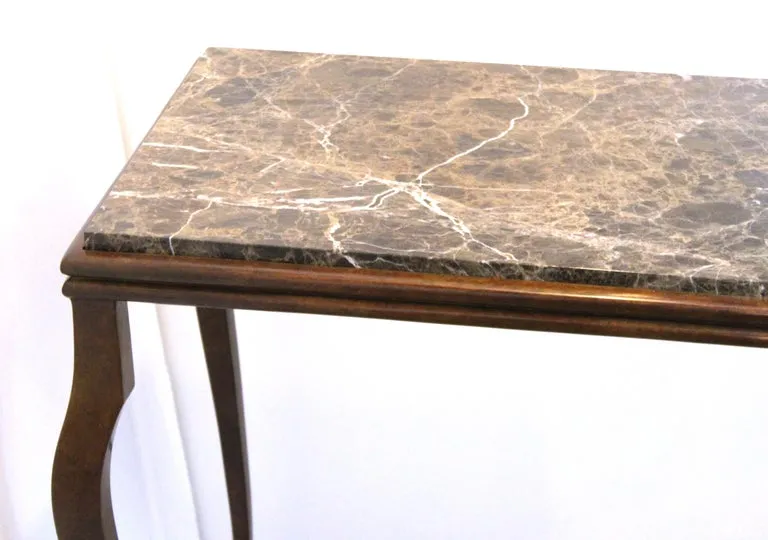 Modern Console Table with Cabriole Legs and Marble Top