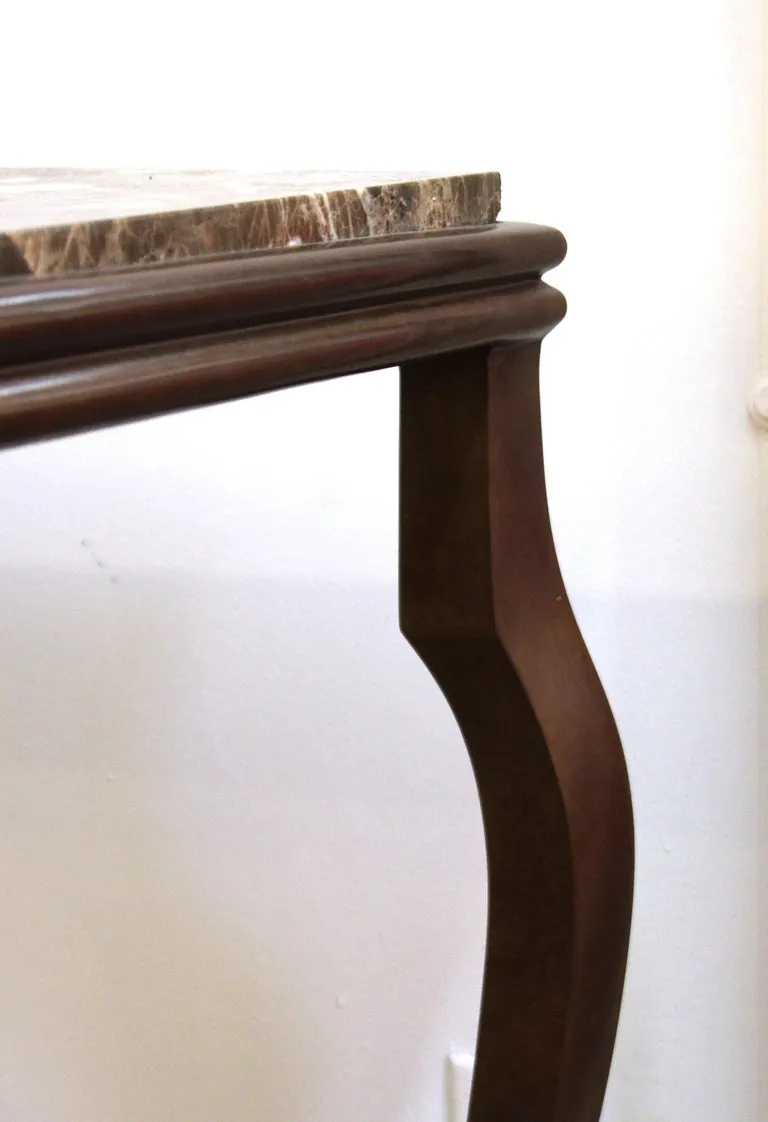 Modern Console Table with Cabriole Legs and Marble Top