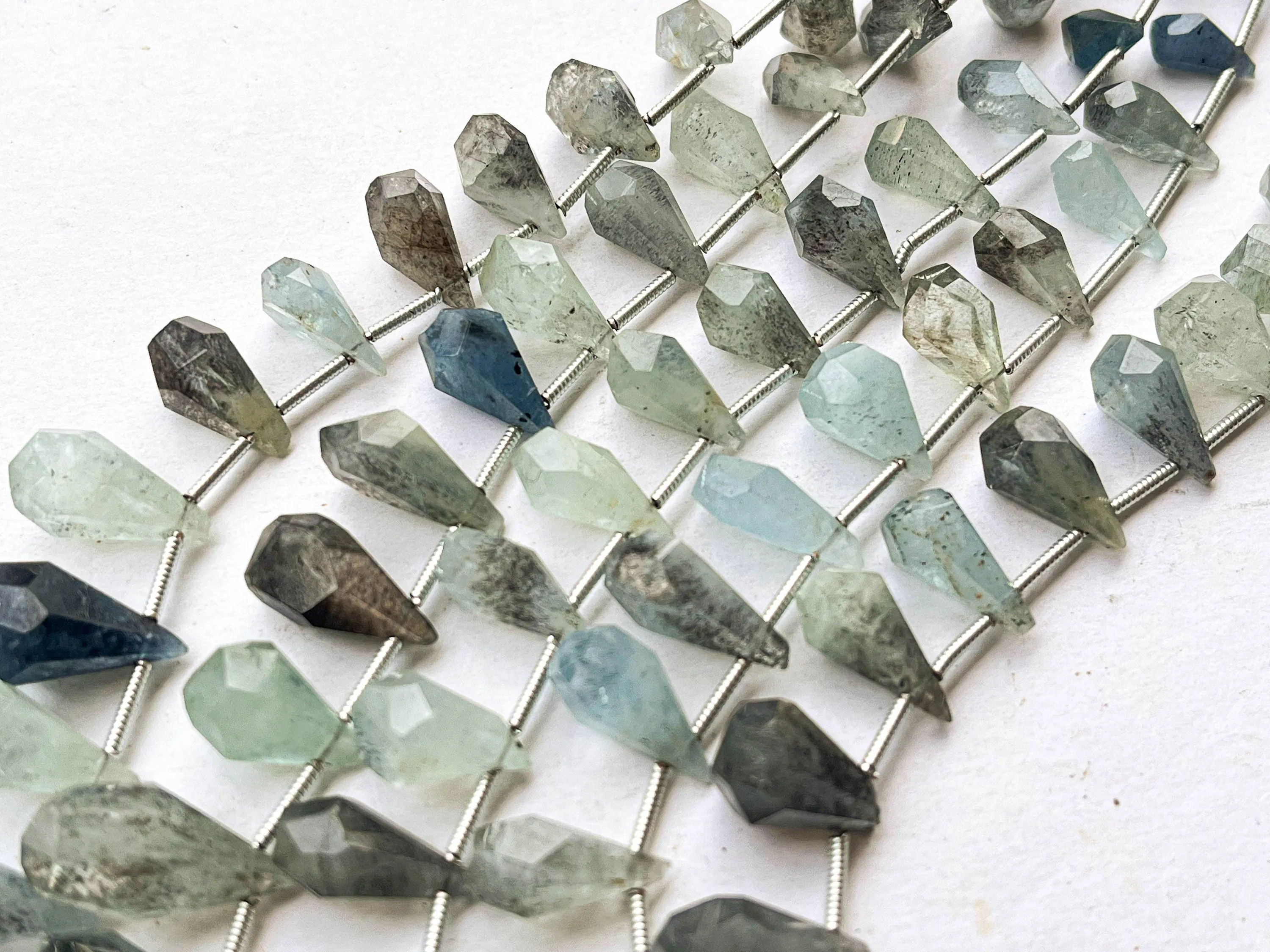 Moss Aquamarine Drops uneven tumble shape